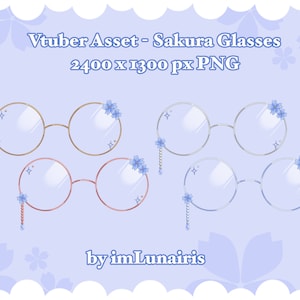Vtuber Asset ⋄ Dark Blue Sakura Glasses ⋄ PNG ⋄ Kawaii/Cute/Pretty