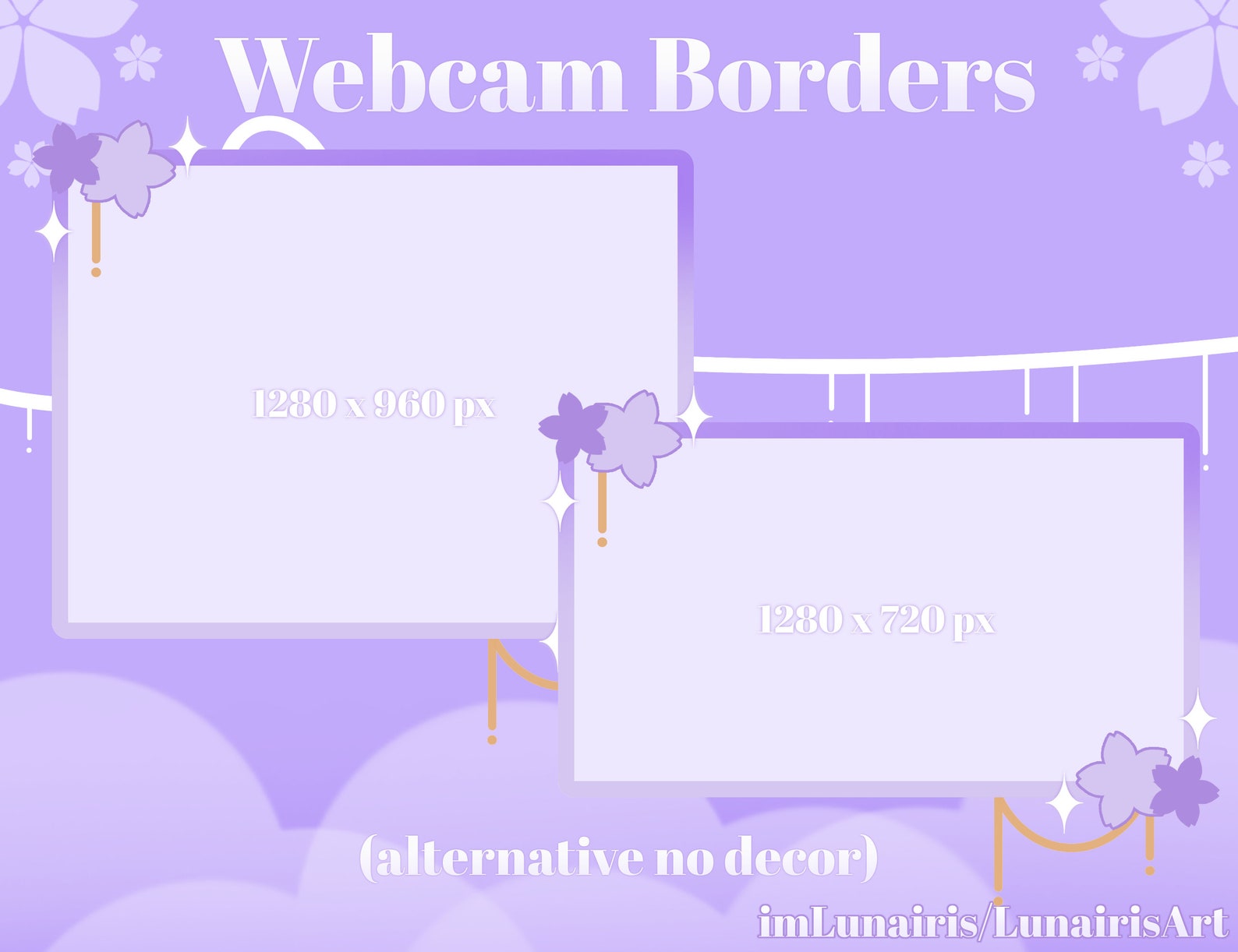 Twitch/stream Overlays ⋄ Pastel Purple Sakura ⋄ Static ⋄ Kawaii/cute ...
