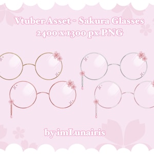Vtuber Asset ⋄ Pink Sakura Glasses ⋄ PNG ⋄ Kawaii/Cute/Pretty
