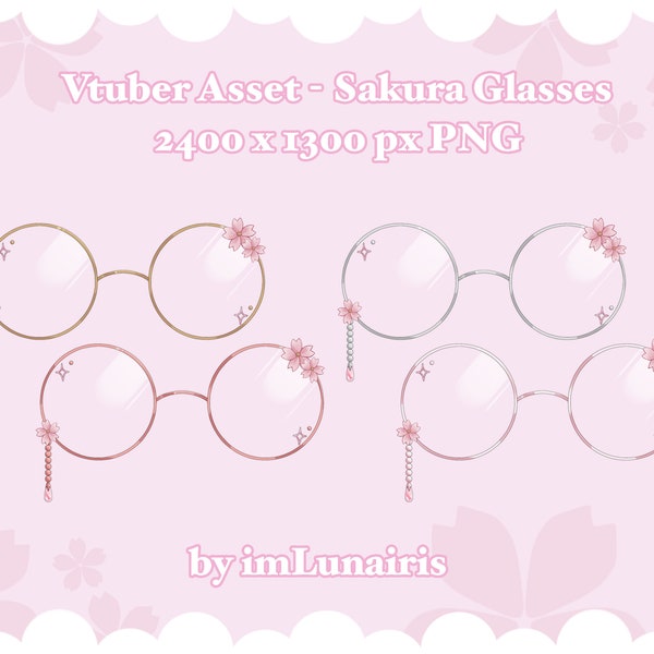 Vtuber Asset ⋄ Pink Sakura Glasses ⋄ PNG ⋄ Kawaii/Cute/Pretty