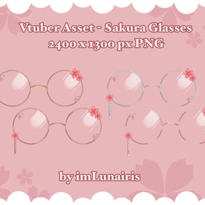 Vtuber Asset ⋄ Red Sakura Glasses ⋄ PNG ⋄ Kawaii/Cute/Pretty