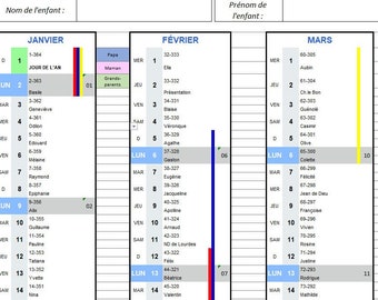 Calendrier Prenom 2023 Calendrier D'anniversaire | Etsy
