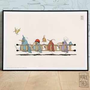 Impresión de edición limitada, Birdies Life © "Scale bearers", ilustración, arte mural, póster de animales, pájaros de acuarela.