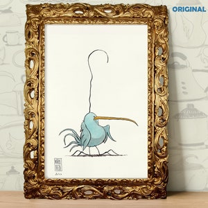 Dibujo original de gran formato - Birdies Life © - CLS7710_01 - Ilustración de aves