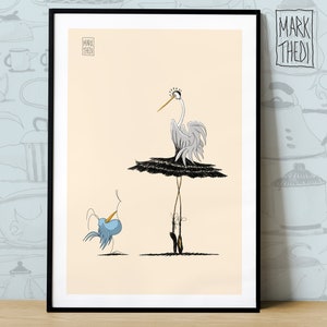 Stampa Edizione Limitata, Birdies Life © " Black Swan " , illustrazione, wall art, poster animali, acquerello uccelli.