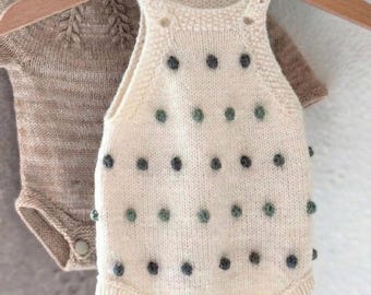 女の子と男の子のためのベビーワンジーロンパースの編み図 - 新生児から4歳まで - PDFとビデオチュートリアル（英語）
