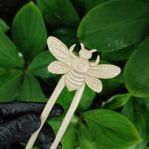 Épingle à cheveux | Épingle à cheveux faite main, fourche à cheveux, épingle à cheveux | Fourchette en poils d&#39;abeille | Épingle à cheveux sculptée en forme d&#39;abeille | Accessoires cheveux en bois | Cadeau pour elle