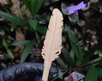 Handmade feather hair stick Hair fork | wooden hair pin | Hand carved hair fork Hair Pin Hair stick| Hair accessories | Gift for her