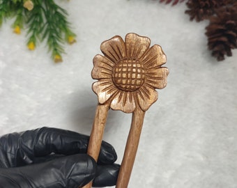Handmade Hair pin Hair stick Hair fork | Carved Wooden flower hair stick | Hand carved wooden hair fork  | Hair accessories  Gift for her