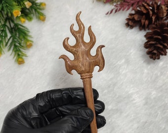 Handmade hair stick Hair fork | Carved wooden flame hair fork | Handmade wooden hair pin | Hair pin accessories Hair jewelry | Gift for her