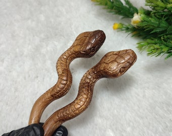 1 Pcs Snake Hair pin  Hair fork Hair stick  | Wood snake hair stick | Hand carved snake hair fork | Animal Hair accessories | Gift for her
