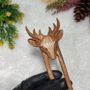 Handmade Hair pin hair fork Hair stick | Wood Deer Hair pin | Hand carved wooden Deer hair fork | Animal hair accessories | Gift for her