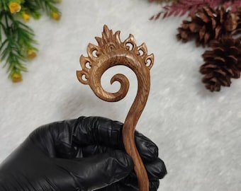 Horquilla de madera de suar tallada a mano: Horquilla espiral / Sujeta moños