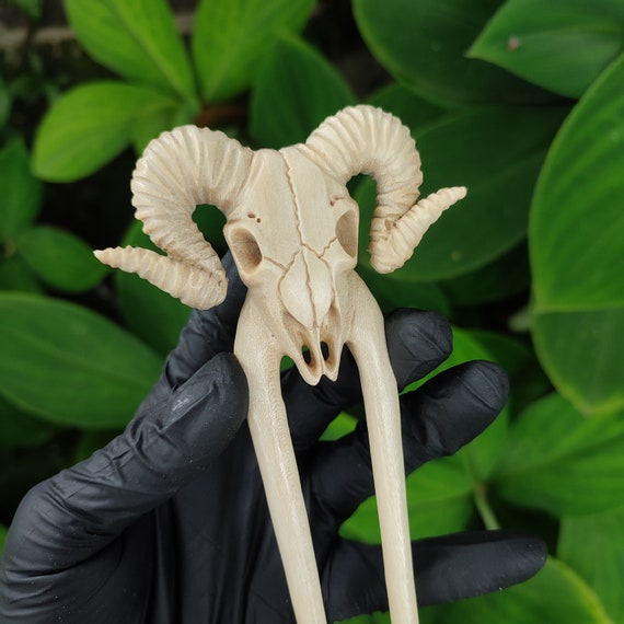 Handmade Hair Pin Hair Stick Hair Fork Hand Carved Goat Skull Hair Fork Ram Skull Hair Stick Gothic Hair Accessories Gift for Her Etsy UK