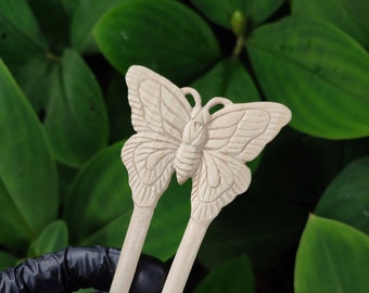 Handmade Hair pin Hair stick Hair Fork | Butterfly hair pin  | Hand carved Butterfly hair fork | Animal hair pin Accessories | Gift for her