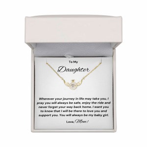 Para mi hija, collar de ángel de plata, vínculo madre-hija, regalo de cumpleaños, carta de amor, caja LED, regalo perfecto para cualquier ocasión. Plata 925.