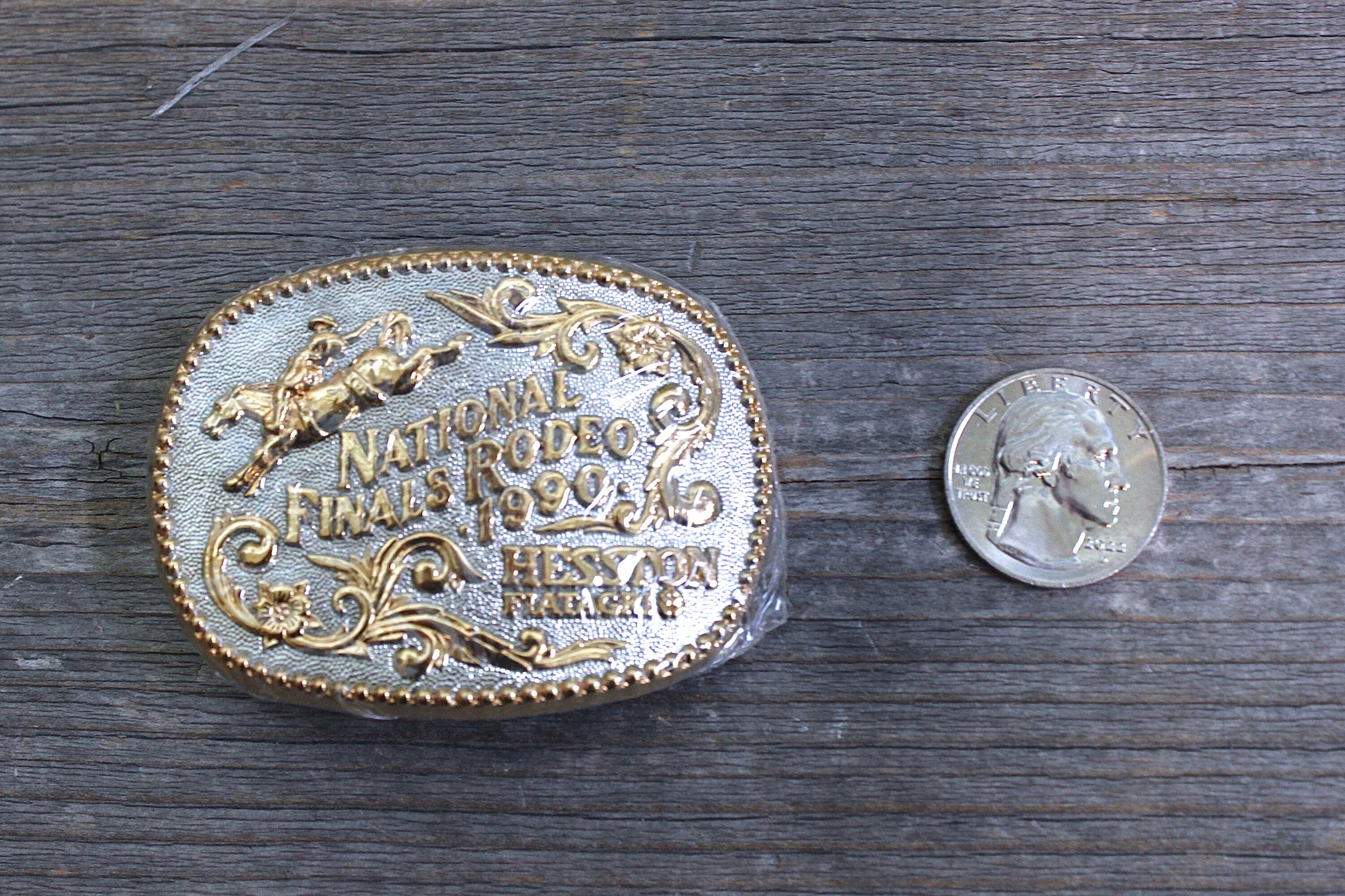 Hesston 1990 NFR Gold & Silver *SMALL * Bronc Rider Belt Buckle