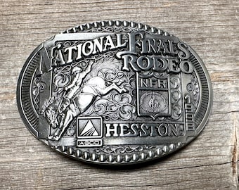 Limited edition 1998 Hesston NFR Bronc Riding Commemorative Silver Belt Buckle