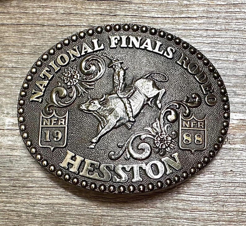 Bull Rider Numbers Limited Edition 1988 Hesston NFR Bull Rider Commemorative Silver Belt ...