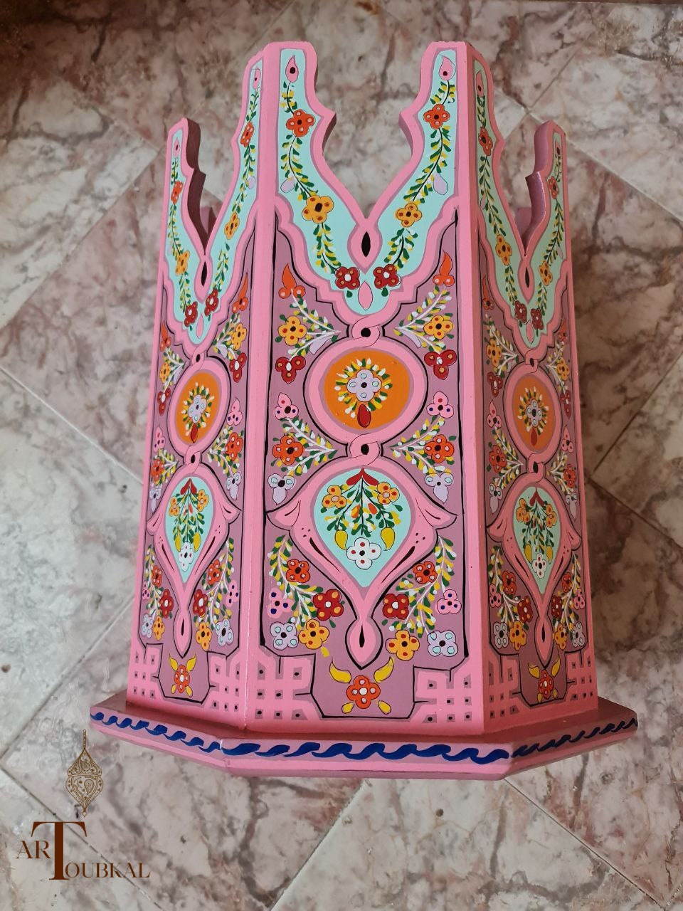 Moroccan Pink Handpainted Table Arabic Furniture Side Etsy