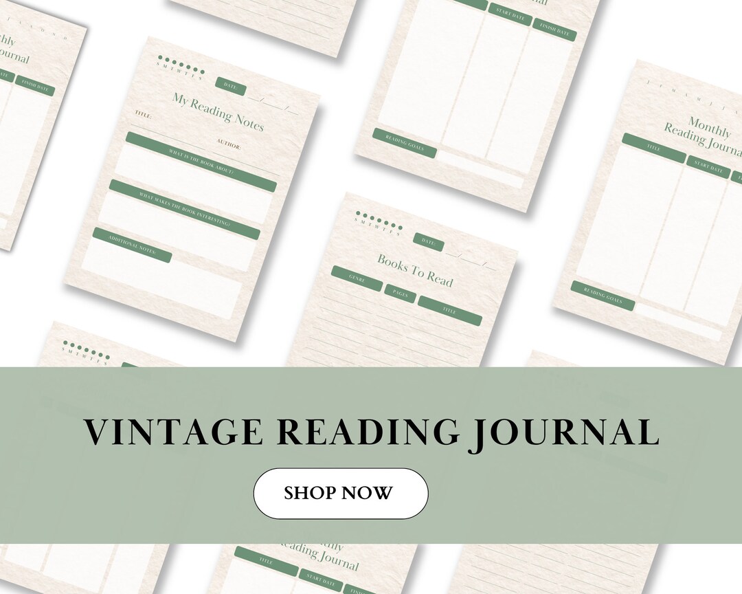 Vintage Reading Journal, Printable Reading Planner, Reading Journal Printable, Reading Journal ...
