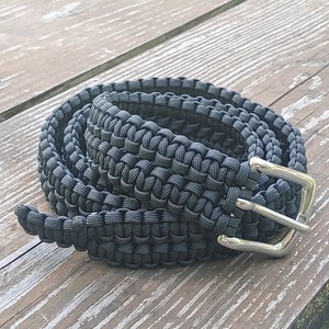 Paracord Survival Belt - Black With Nickle Buckle - XS S M L