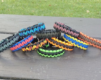 Paracord Survival Bracelet--cobra--customs Colors