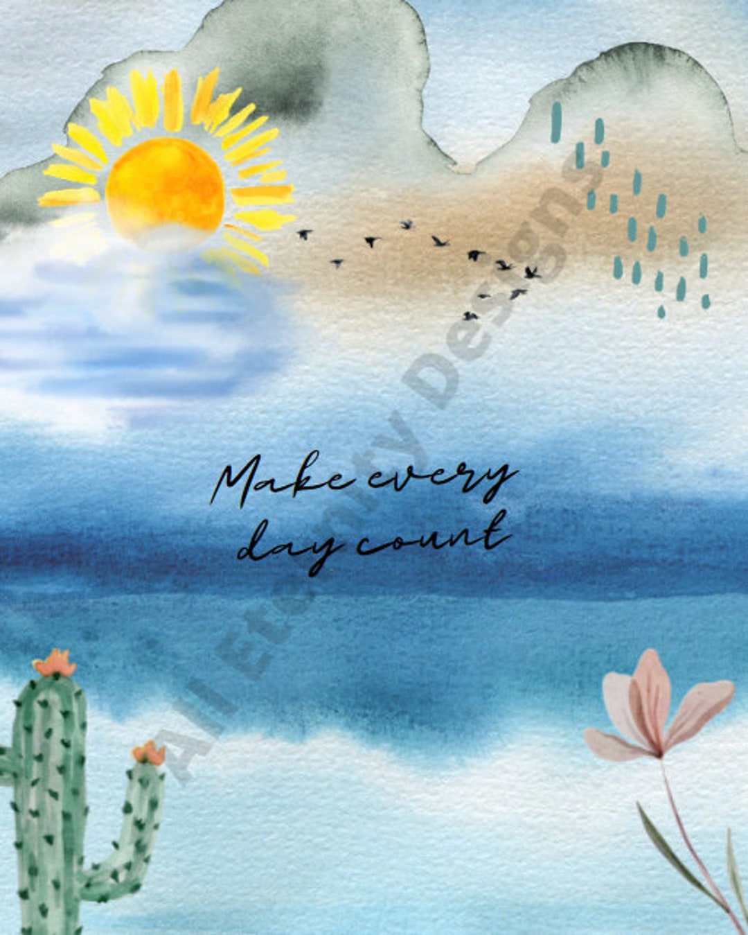 Make Every Day Count Print: Inspirational Watercolor Art (digital ...