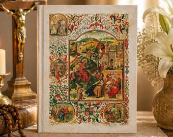 Medieval Biblical Journal, Early Life of Jesus Notebook, Illuminated Bible Art, Christian Diary, Medieval Catholic Gift,Prayer Journal Gift