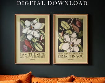 Magnolia Scripture Art Print: Bible Verse Floral Wall Decor (Digital Download)