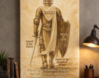 Armor of God Canvas Print | Ephesians 6 Knight Warrior Faith Wall Art