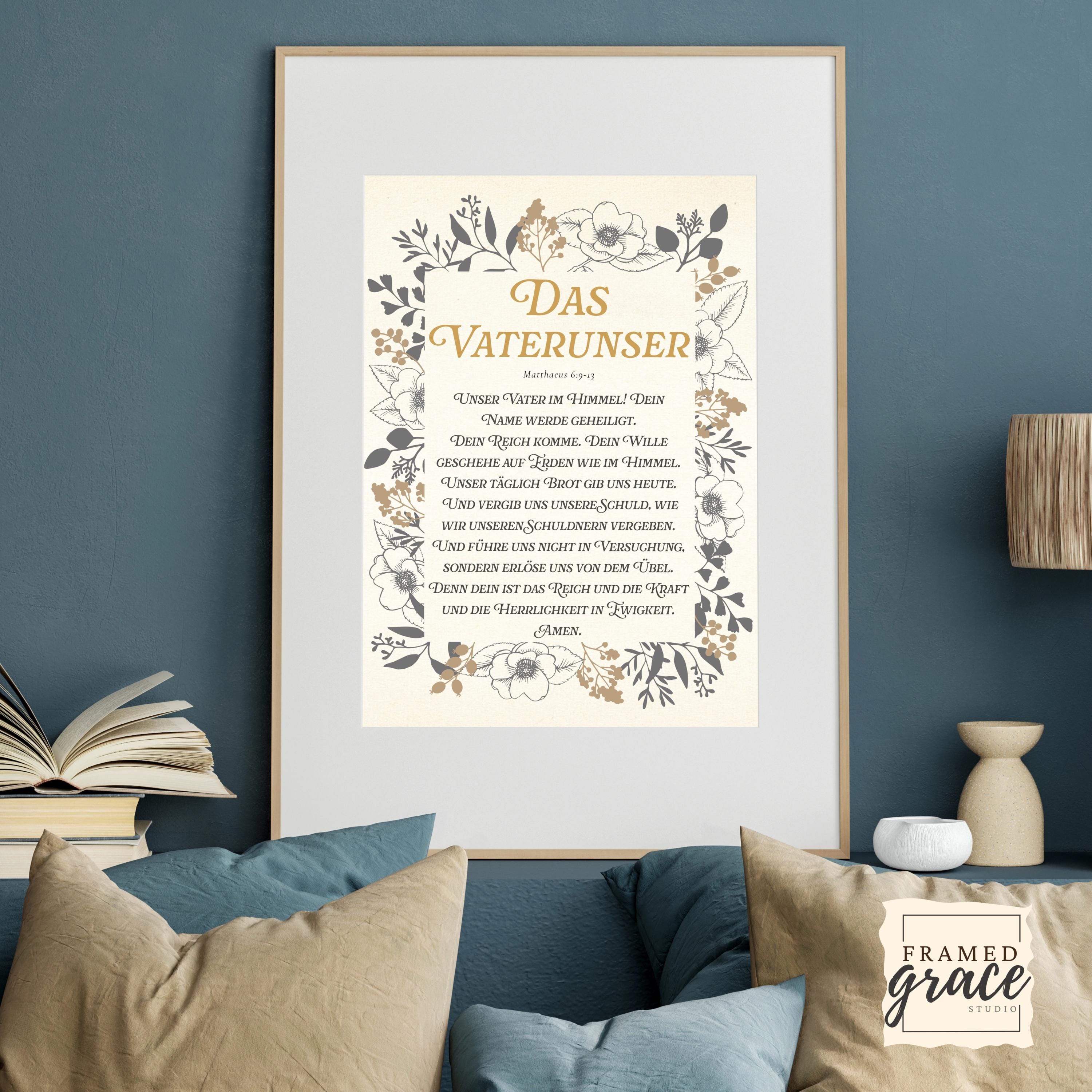 German the Lord's Prayer Bible Wall Art, Matthew 6 Christian Prints ...