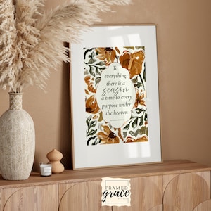 Ecclesiastes 3:1 Digital Wall Art Print, A Time for Everything, Vintage Fall Christian Poster, Digital Download, Fall Autumn bible verse