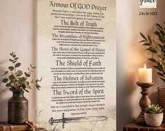 Armour of God (NIV-UK) Canvas Wall Art, Ephesians 6 Bible Verse Canvas Wall Decor, Christian Prayer Home Gift, Christian Canvas Art