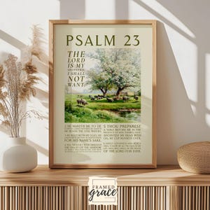 Psalm 23 (KJV) The Lord is My Shepherd Christian Poster, Vintage Sheep Printable Wall Art, Digital Print, Bible Wall Art, Room Decor Sheep
