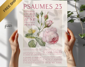 French Psalm 23 Poster Print, Psaumes 23 Wall Art, Printed & Shipped Scripture Print, French Bible Verse Decor, Christian Bible Decor