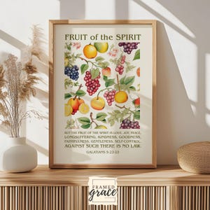 Galatians 5:22 Fruit of the Spirit Christian Poster, Printable Wall Art, Digital Download, Vintage Scripture, Bible Verse Wall Art