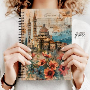 Vintage Florence Spiral Notebook - St Peters Cathedral Journal, Gift for Traveler, Italian Stationery, Italy Gift, Diary Planner Journal