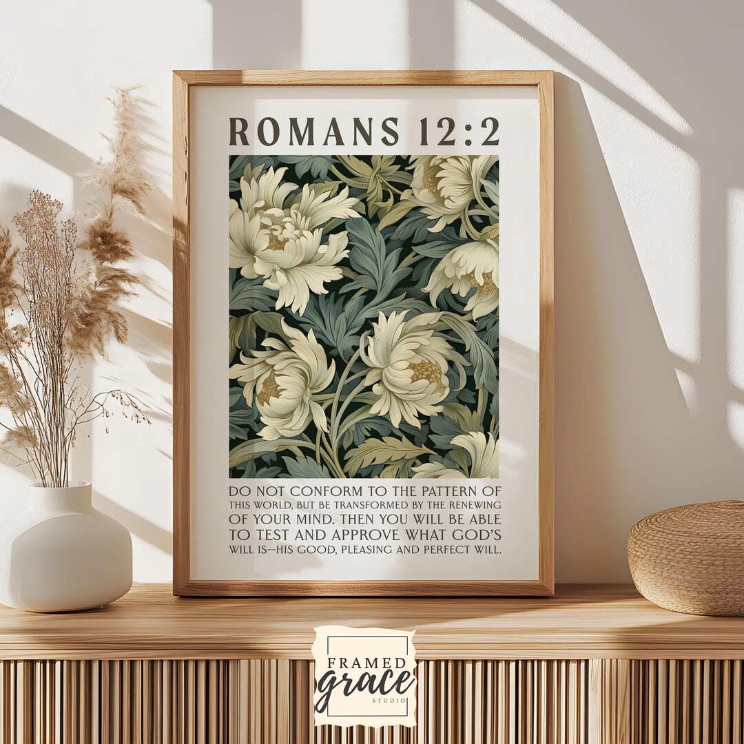 Romans 12:2 Be Transformed Bible Verse Print, Vintage Christian Poster ...