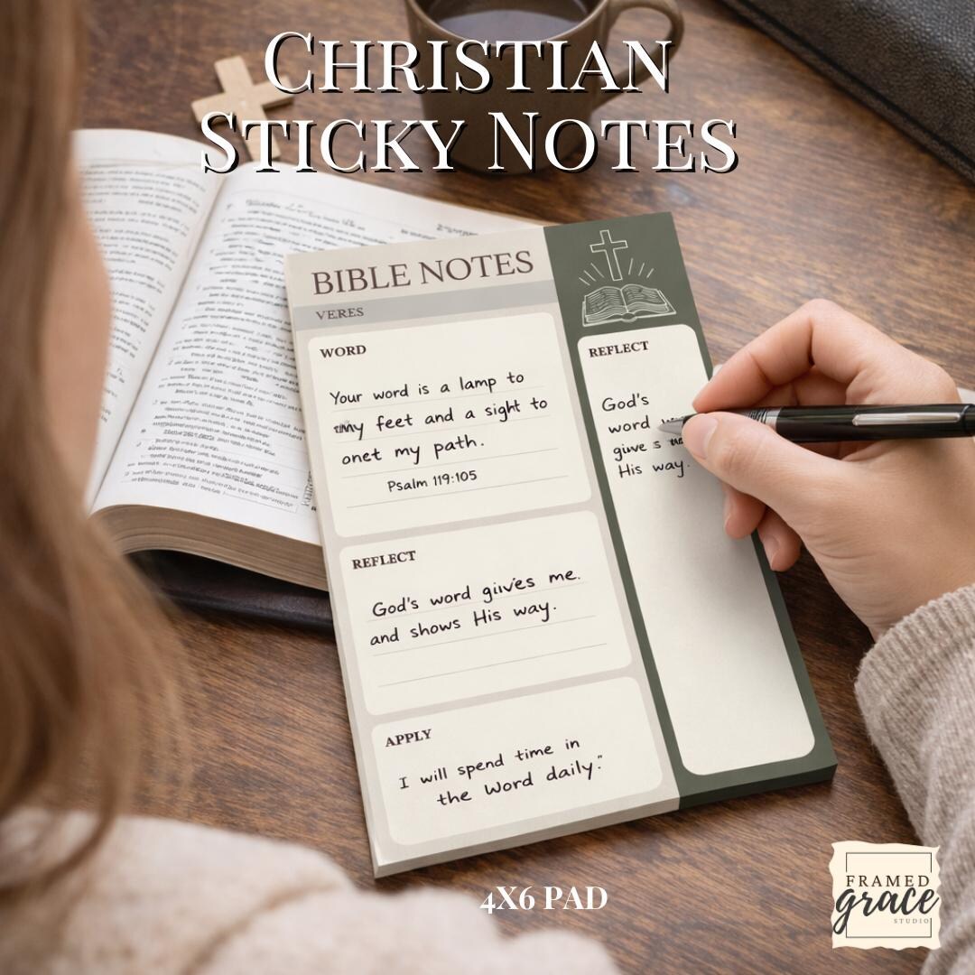 Scripture Stick Notes Christian Bible Study Notes Sticky Pad, Word Reflect Apply (4x6 Pad ...