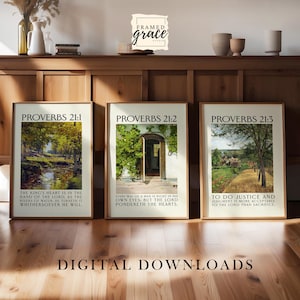 Proverbs 21 Bible Verse Art Set: Christian Landscape Print (Digital Download)