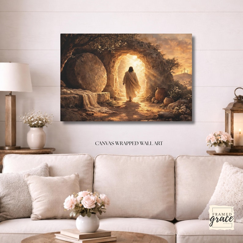 Empty Tomb Resurrection Canvas | Jesus Wall Art | Christian Easter ...