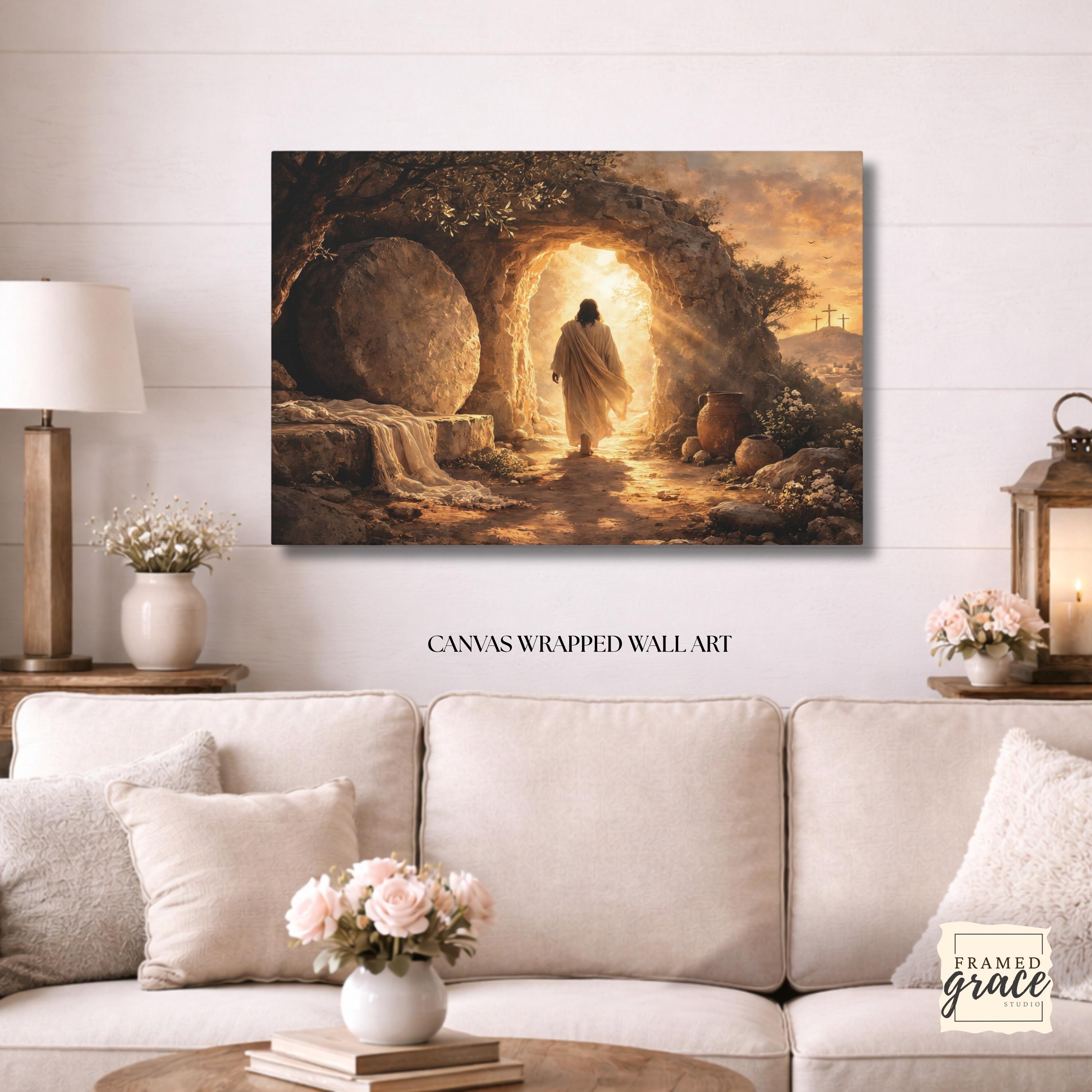 Empty Tomb Resurrection Canvas | Jesus Wall Art | Christian Easter ...