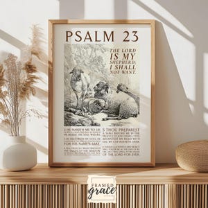 Psalm 23 Christian Wall Art: The Lord is My Shepherd (Digital Print, KJV Bible Verse)