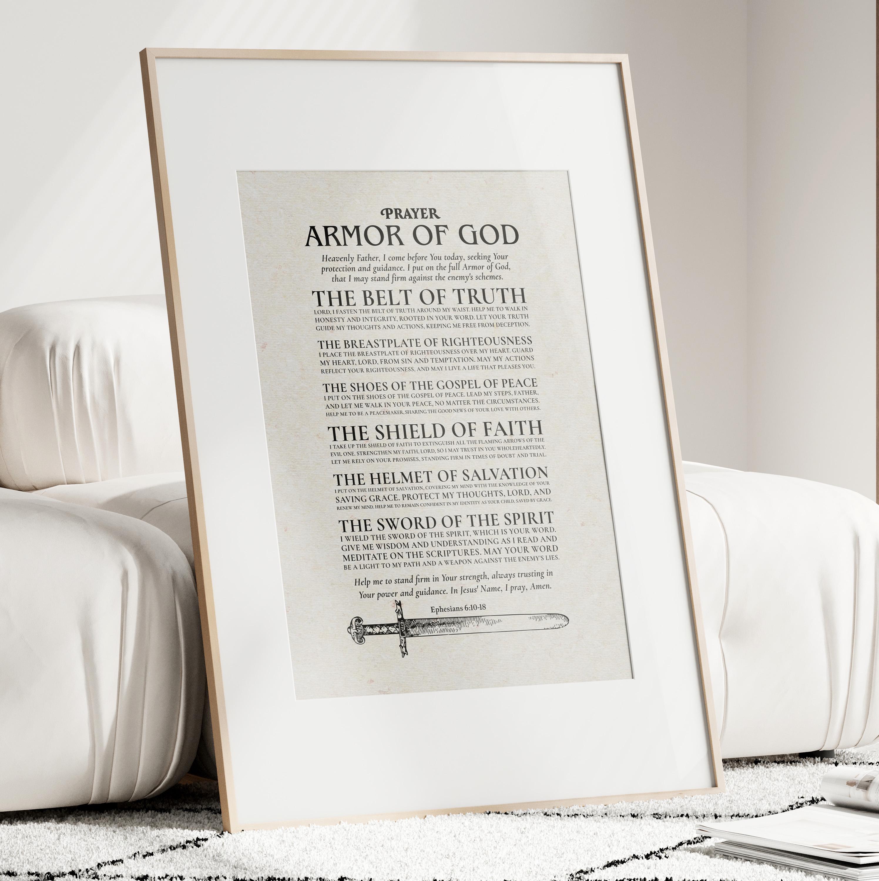 The Full Armor of God Prayer Christian Poster, Prayer Printable Wall