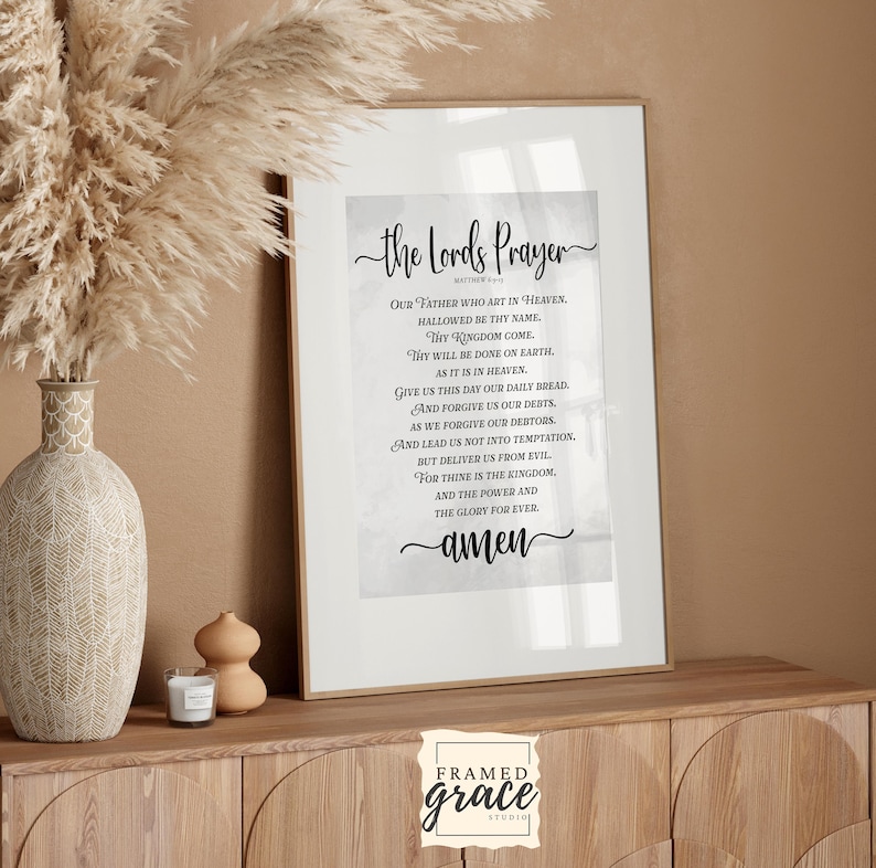 The Lords Prayer Wall Art (KJV), Minimalist Bible Verse Printable ...