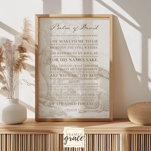 Psalm 23 Scripture Wall Art, The Lord Is My Shepherd Christian Wall Art , Digital Download, Christian Home Decor - Scripture Wall Decor