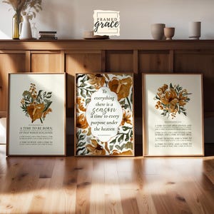 Ecclesiastes 3:1-8 Printable Set of 3, Christian Bible Verse Wall Art, Religious Gift, A Time for Everything Printable Set, Digital Download