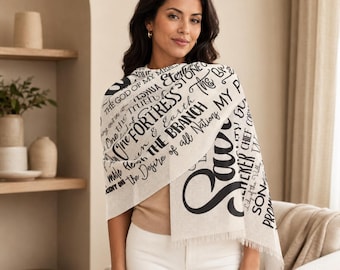 Christian Prayer Shawl for Women, Scripture Wrap Scarf, Bible Verse Faith Shawl, Jesus Scripture Scarf, Neutral Christian Gift