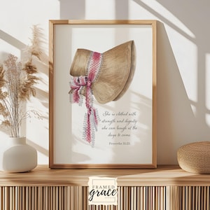 Pink Girly Proverbs 31:25 Bible Verse Wall Art, Pink Decor, Cute Trendy Pink, Scripture Print, Wall Art, Christian Gift, Digital Download